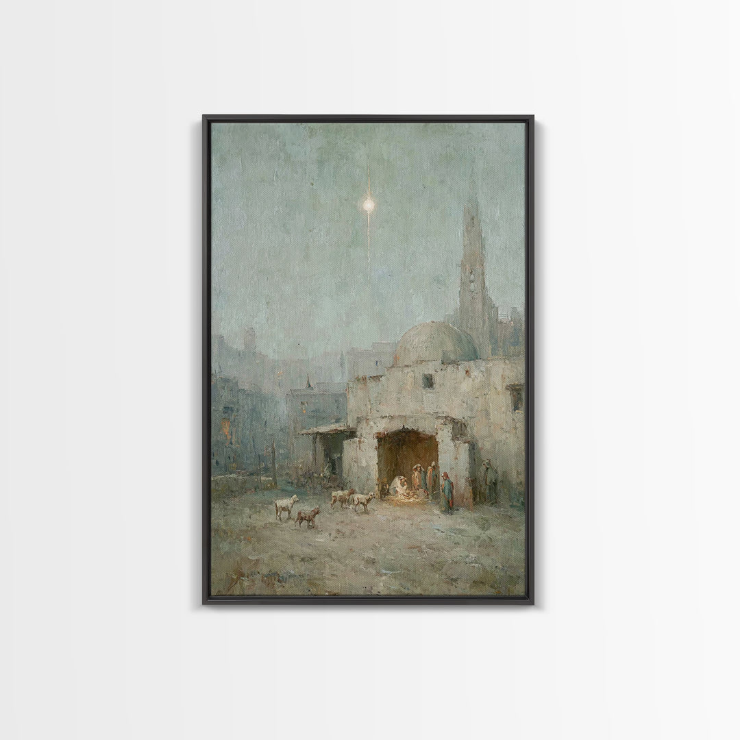 Bethlehem Evening | Framed Canvas Print | Christian Christmas Art | Christian Wall Art | Christian Art Canvas | Christian Decor | Christian
