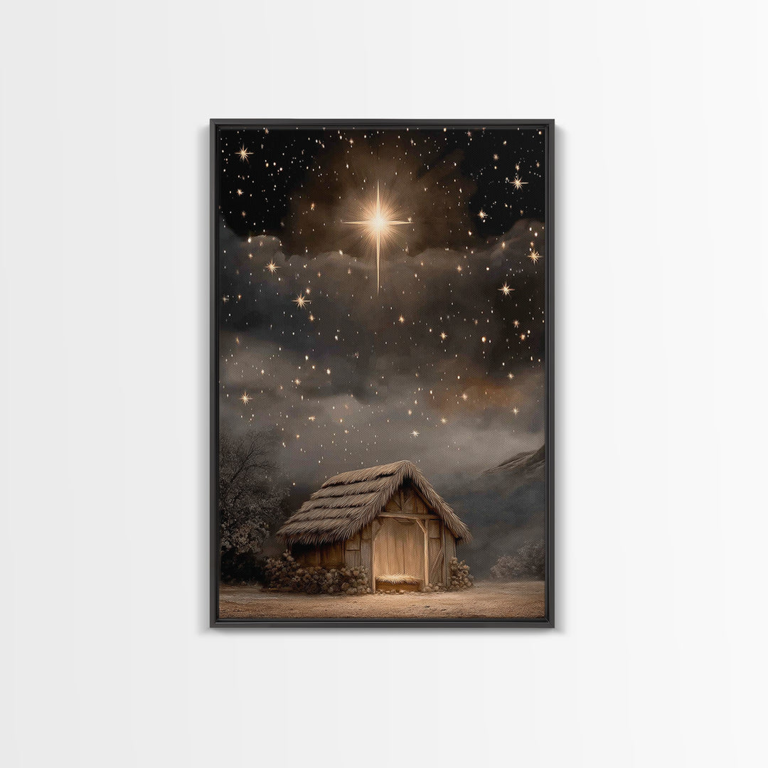 Holy Night Star, Framed Canvas Print, Christian Art Canvas, Christian Wall Art, Jesus Christmas Art, Christmas Art Prints, Christian Decor