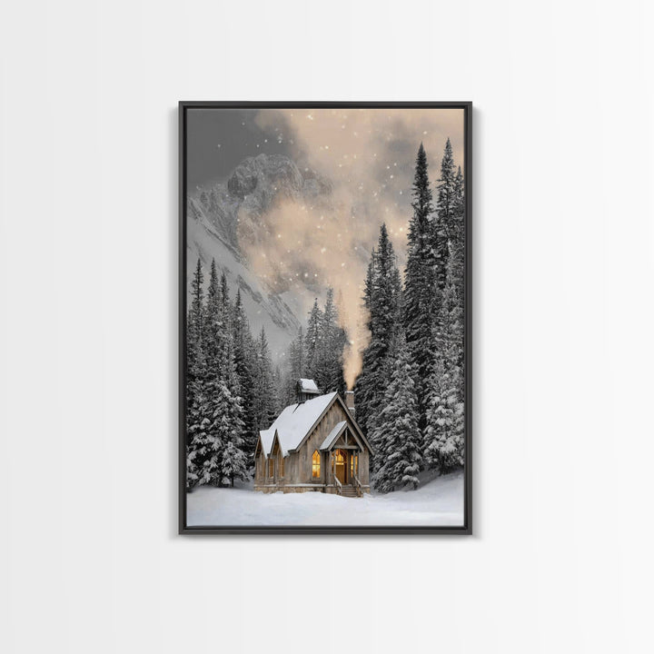 Winter Chapel Grace - Framed Canvas Print - Christian Wall Art - Christmas Wall Art - Christian Art Canvas - Christian Christmas Art