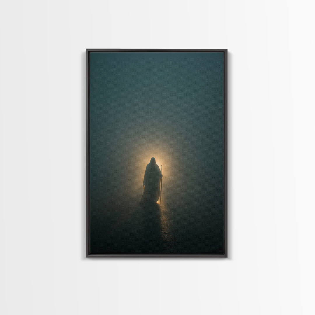 He Walks Near, Framed Canvas Print, Christian Art Print, Jesus Painting, Christian Wall Art, Minimalist Christian Art, Christian Decor