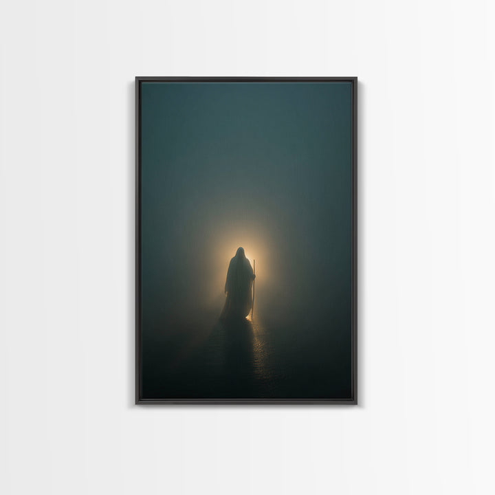 He Walks Near, Framed Canvas Print, Christian Art Print, Jesus Painting, Christian Wall Art, Minimalist Christian Art, Christian Decor