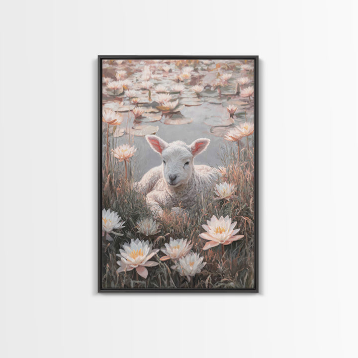Lamb Of Peace – Framed Canvas Print – Christian Wall Art – Christian Art Canvas – Christian Gift Ideas – Minimalist Christian Art – Christi