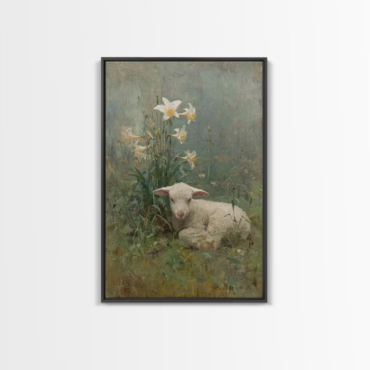 Lily Rest – Framed Canvas Print – Christian Wall Art – Christian Gift – Vintage Christian Art – Christian Art Canvas – Subtle Christian Art