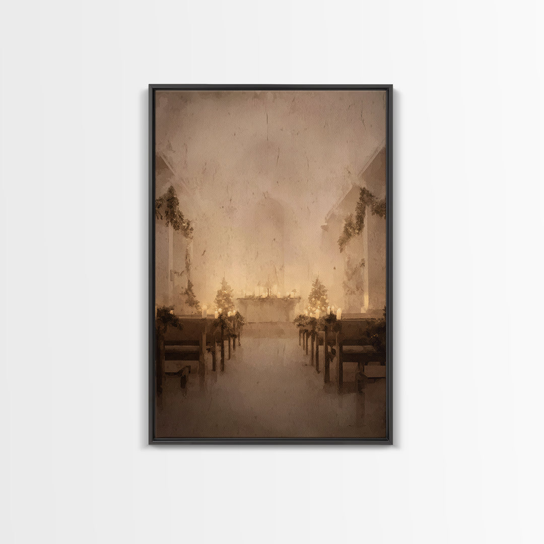 Midnight Sanctuary – Framed Canvas Print – Christian Wall Art – Christian Art Canvas – Christmas Art – Vintage Christian Art – Christian Ch