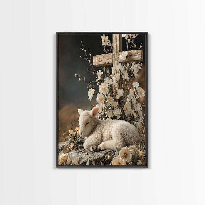 Lamb Of Promise – Framed Canvas Print – Christian Wall Art – Christian Art Painting – Christian Art Canvas – Christian Gift Ideas – Moody C