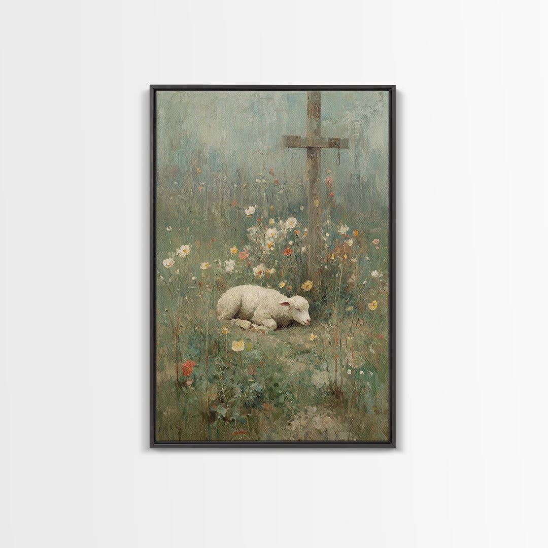 Sacred Meadow – Framed Canvas Print – Christian Wall Art – Vintage Christian Art – Christian Art Canvas – Christian Painting – Christian Gi
