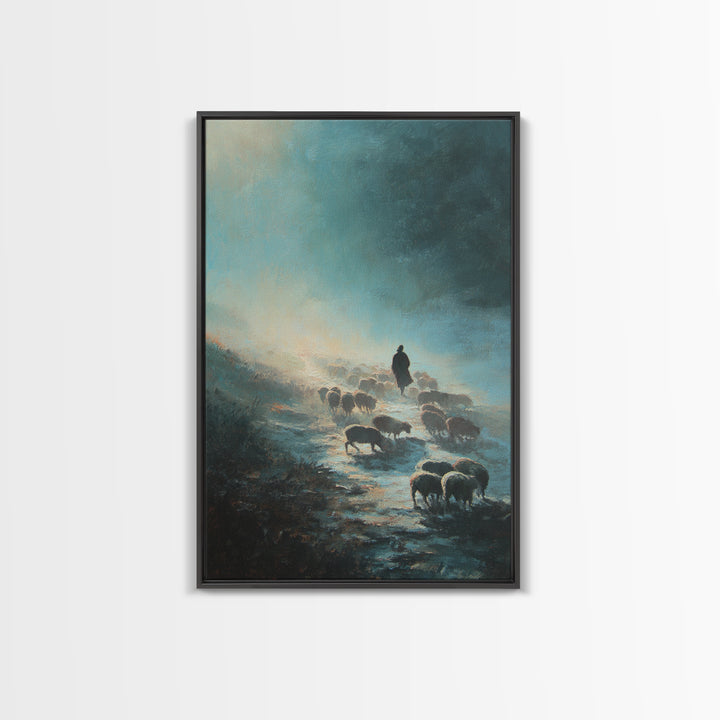 Soft Pasture Journey – Framed Canvas Print – Christian Wall Art – Christian Art Canvas – Pastoral Scenery – Subtle Christian Art