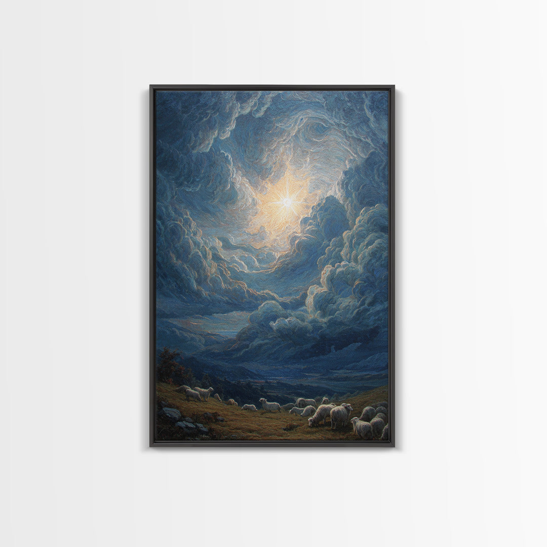Starry Glory Sky | Framed Canvas Print | Christian Wall Art | Christmas Art | Christian Art Canvas | Christian Christmas Art
