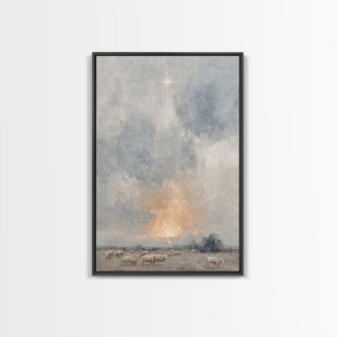 Dawn Star Wonder – Framed Canvas Print – Christmas Art – Christian Wall Art – Christian Art Canvas – Subtle Christian Art