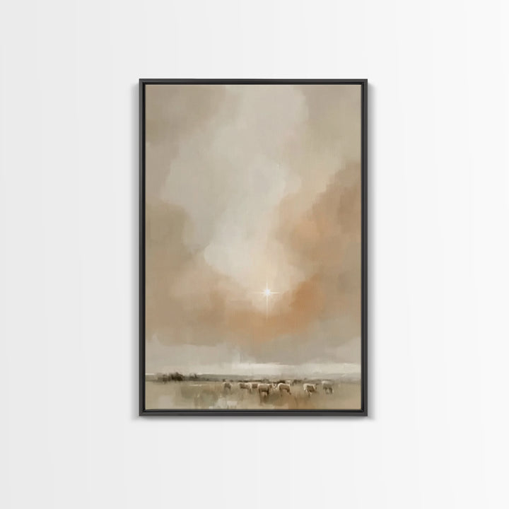Soft Star Morning | Framed Canvas Print | Christian Christmas Art | Christmas Art | Christian Art Canvas | Minimalist Christian Art