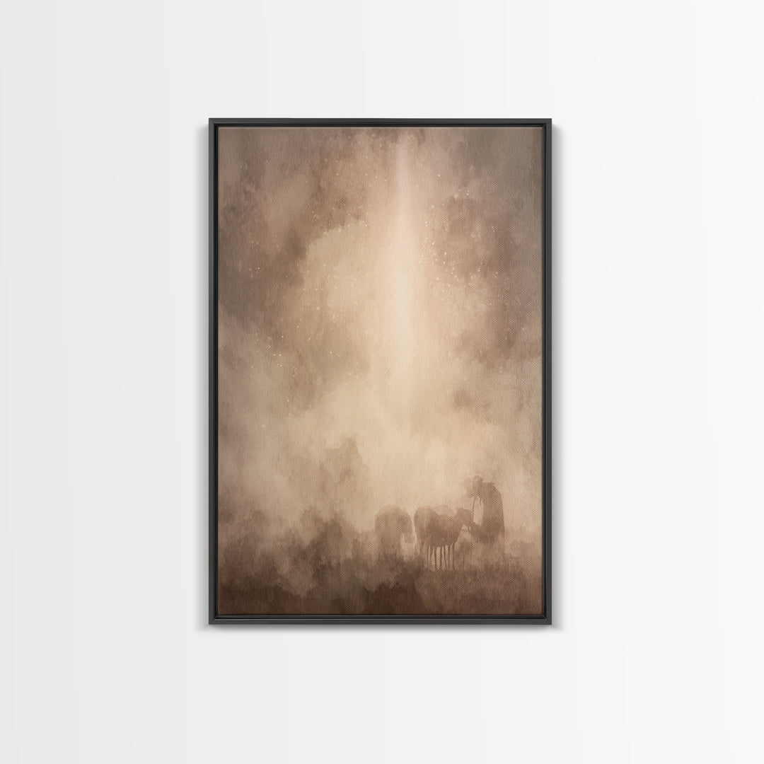 Silent Night Haze – Framed Canvas Print – Christian Art Canvas – Christian Wall Art – Moody Christian Art – Subtle Christian Art