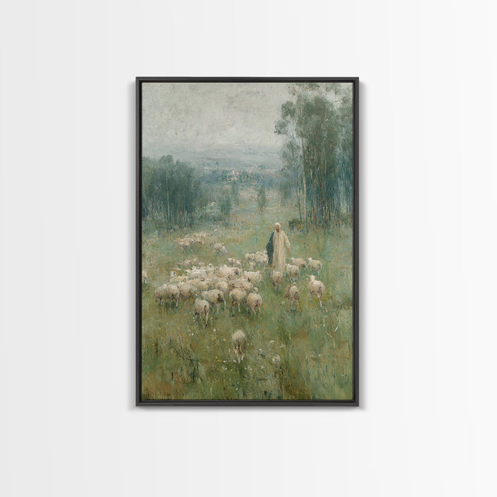 Pasture Of Hope – Framed Canvas Print – Christian Wall Art – Vintage Christian Art – Christian Art Canvas – Jesus Painting – Subtle Christi