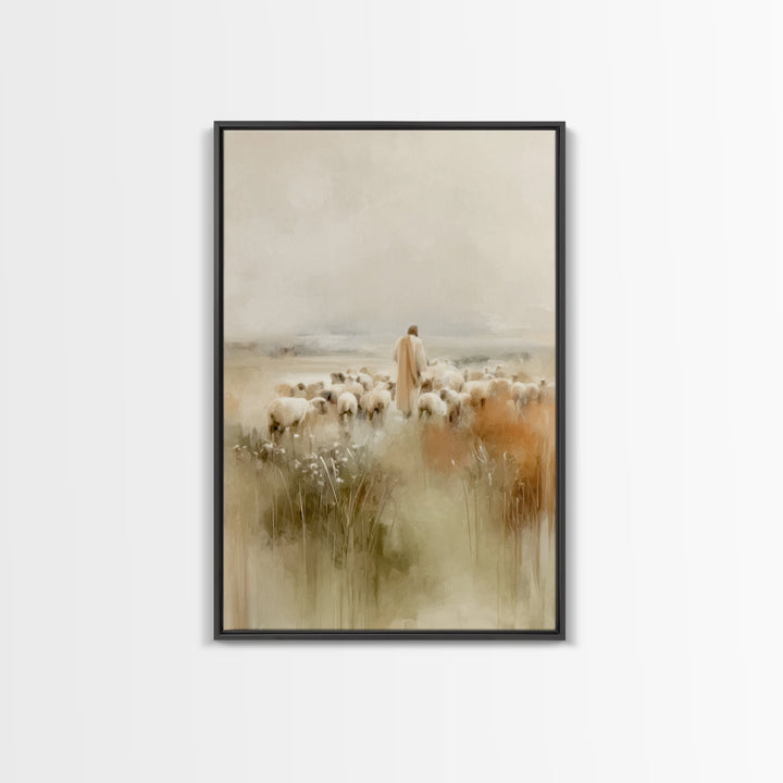 Graceful Guidance – Framed Canvas Print – Christian Art Canvas – Christian Wall Art – Minimalist Christian Art – Jesus Painting – Christian