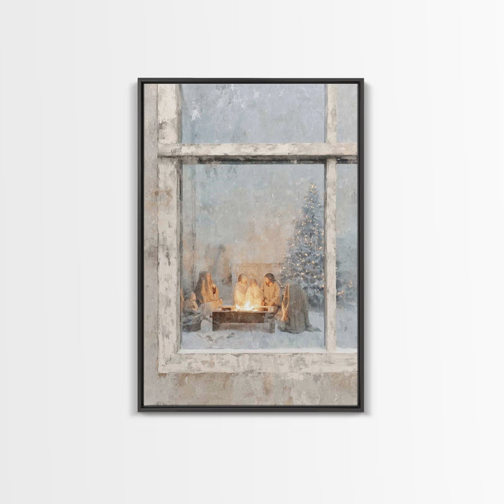 Holy Hearth – Framed Canvas Print – Christian Wall Art – Christian Art Canvas – Jesus Painting – Christmas Art – Christian Christmas Art