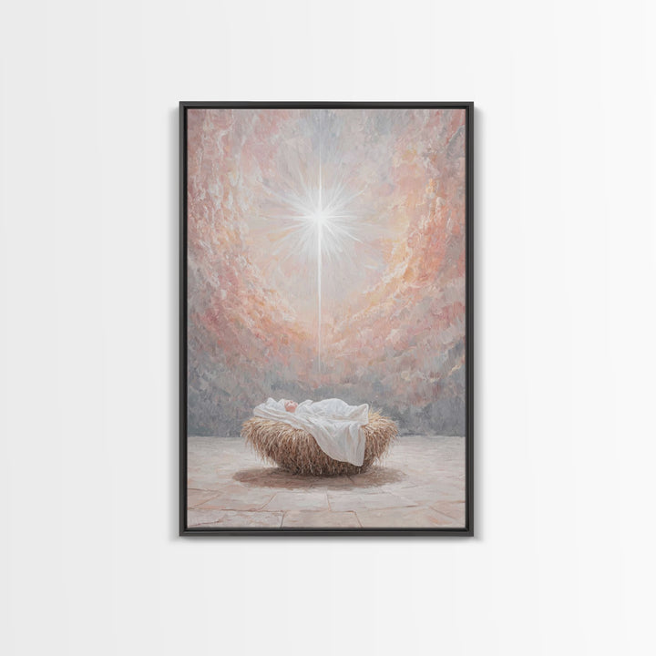 Dawn Of Grace – Framed Canvas Print – Christian Christmas Art – Christian Wall Art – Jesus Painting – Christmas Art – Christian Art Canvas
