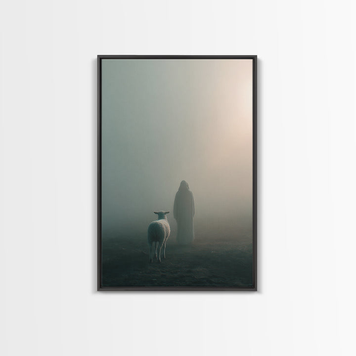 The Gentle Shepherd – Framed Canvas Print – Christian Wall Art – Jesus Painting – Christian Art Canvas – Christian Decor