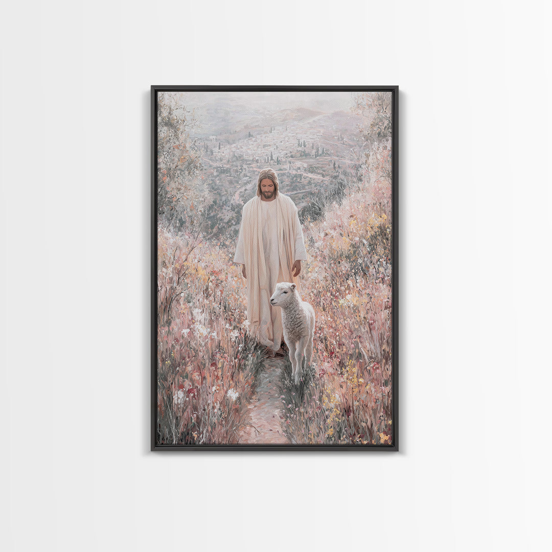 Garden of Light – Framed Canvas Print – Jesus Painting – Christian Wall Art – Christian Art Print – Christian Christmas Art