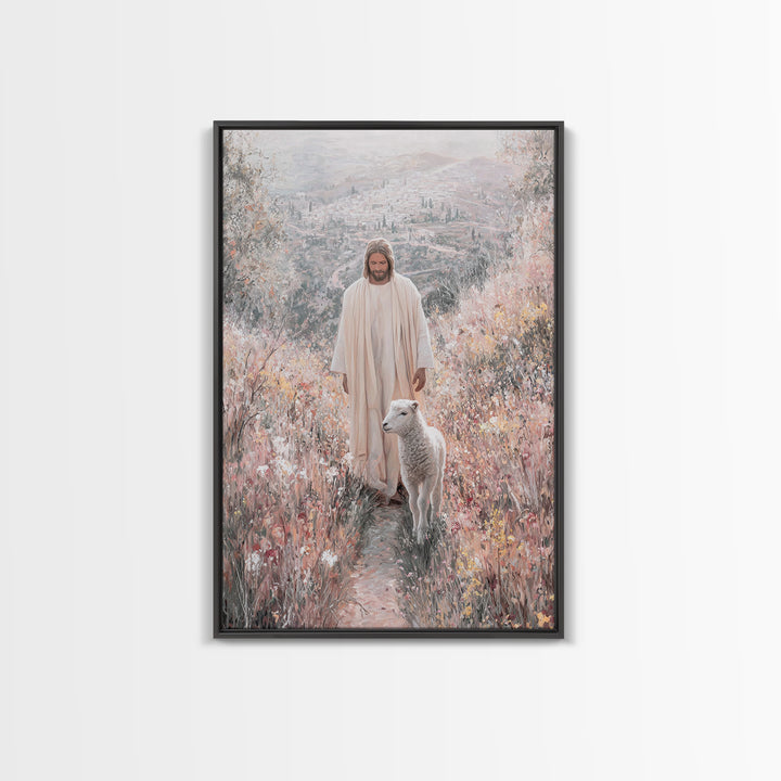 Garden of Light – Framed Canvas Print – Jesus Painting – Christian Wall Art – Christian Art Print – Christian Christmas Art