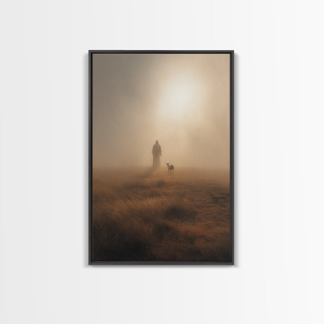 Golden Quiet Path – Framed Canvas Print – Christian Painting – Christian Art Canvas – Christian Wall Art – Subtle Christian Paintings