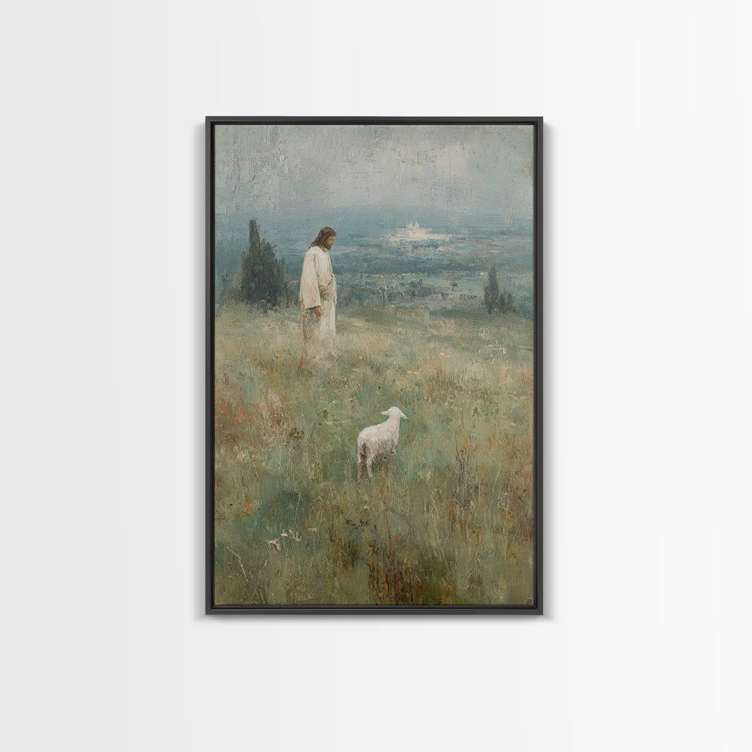 Valley of Stillness – Framed Canvas Print – Christian Wall Art – Christian Art Print – Jesus Painting – Vintage Christian Art