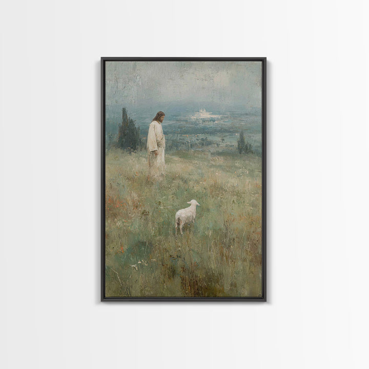 Valley of Stillness – Framed Canvas Print – Christian Wall Art – Christian Art Print – Jesus Painting – Vintage Christian Art