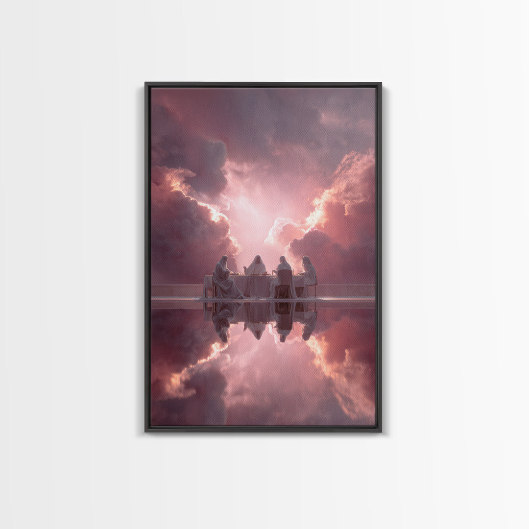 Heavenly Supper – Framed Canvas Print – Christian Wall Art – Christian Art Canvas – Christian Christmas Art – Unique Christian Art
