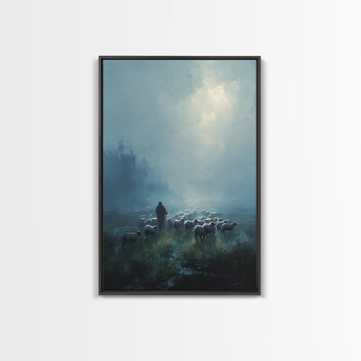 Dawn Shepherd | Framed Canvas Print | Moody Christian Art | Christian Wall Art | Christian Art Canvas | Jesus Painting | Large Christian Pa