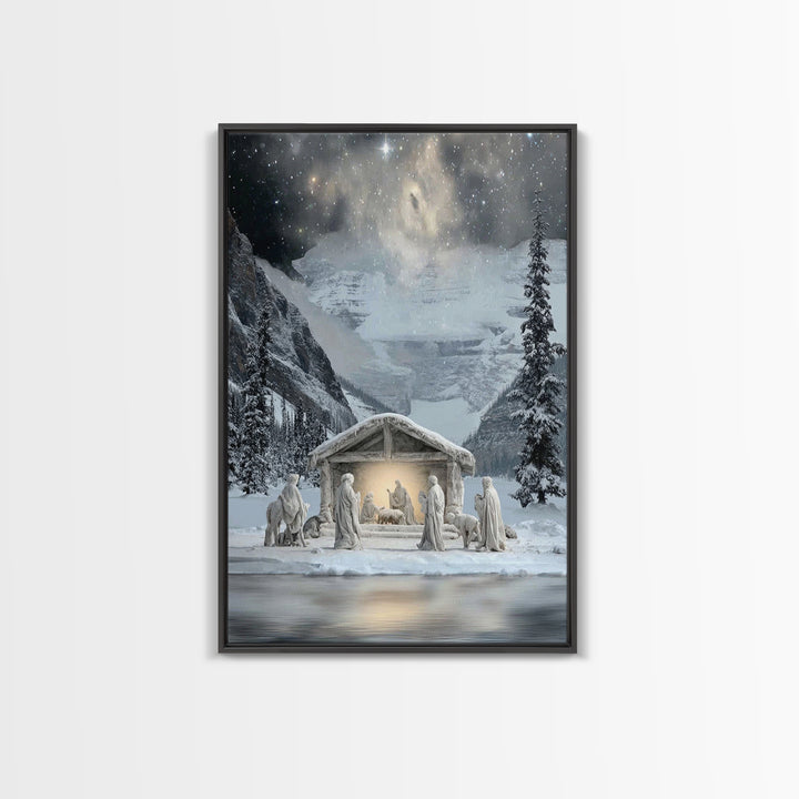 Shepherds In Stillness – Framed Canvas Print – Christian Christmas Art – Christian Art Canvas – Christian Art – Jesus Painting – Christian