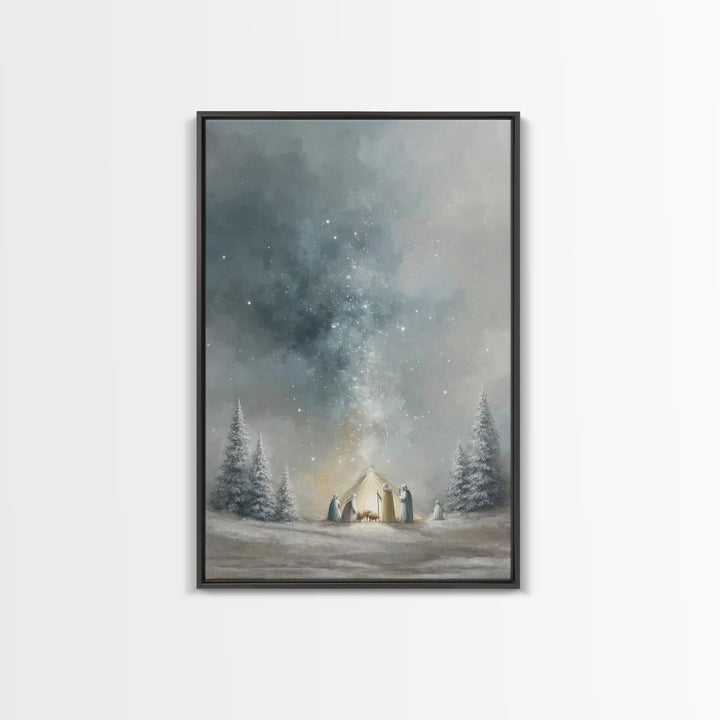 Guiding Star Arrival – Framed Canvas Print – Christian Wall Art – Jesus Painting – Christian Christmas Art – Christian Art Canvas – Christi