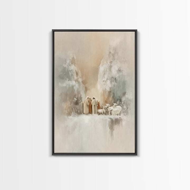 Peaceful Christmas Dawn – Framed Canvas Print – Jesus Painting – Christian Art Canvas – Christian Christmas Art – Christian Art – Christian