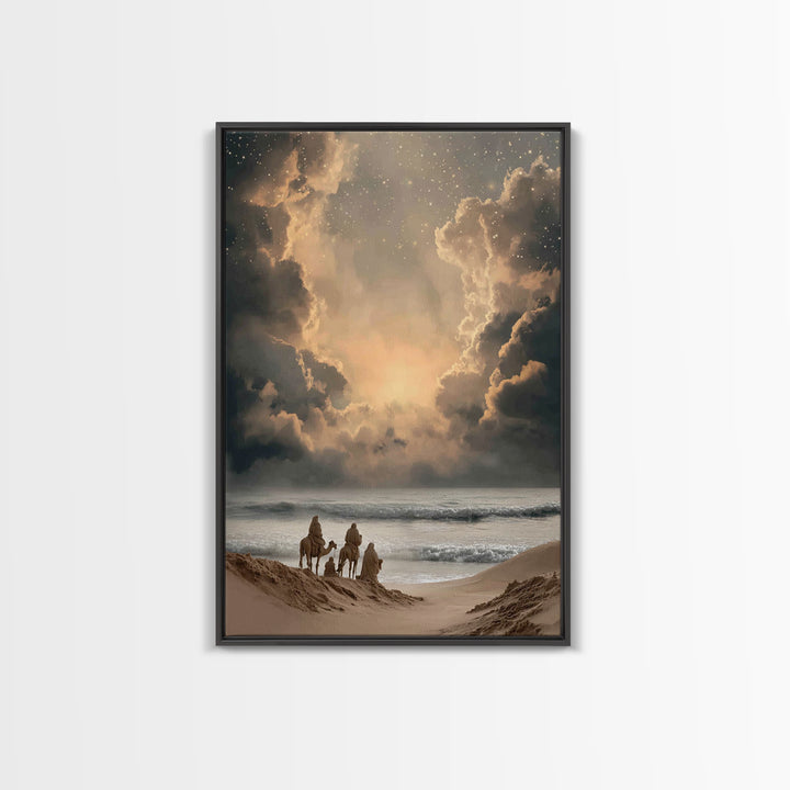 Desert Star Journey – Framed Canvas Print – Christian Wall Art – Christian Art Canvas – Christian Christmas Art – Jesus Painting – Christia