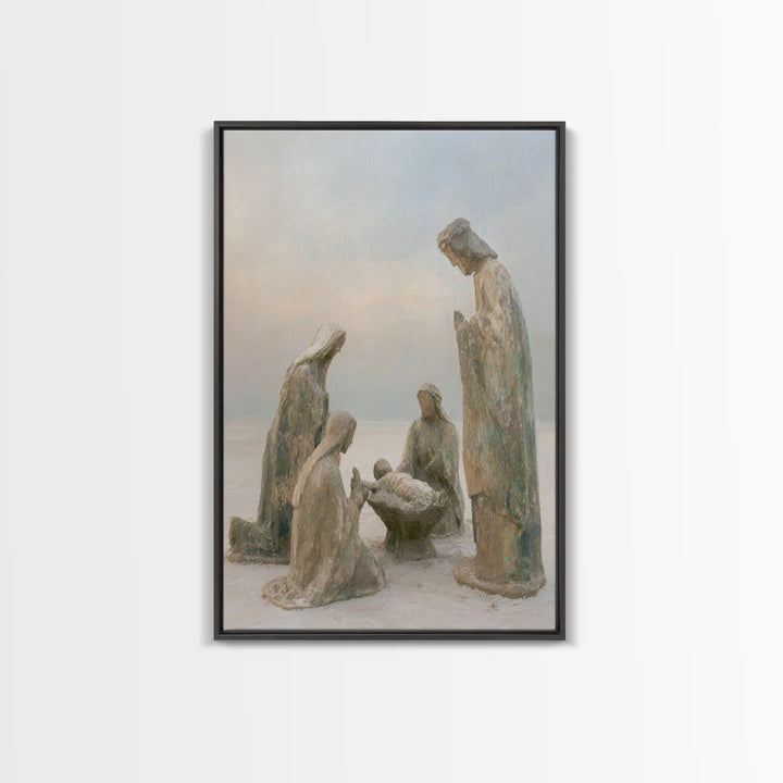 Humble Birth Scene – Framed Canvas Print – Jesus Painting – Christian Art – Christian Art Canvas – Christian Christmas Art – Christian Wall