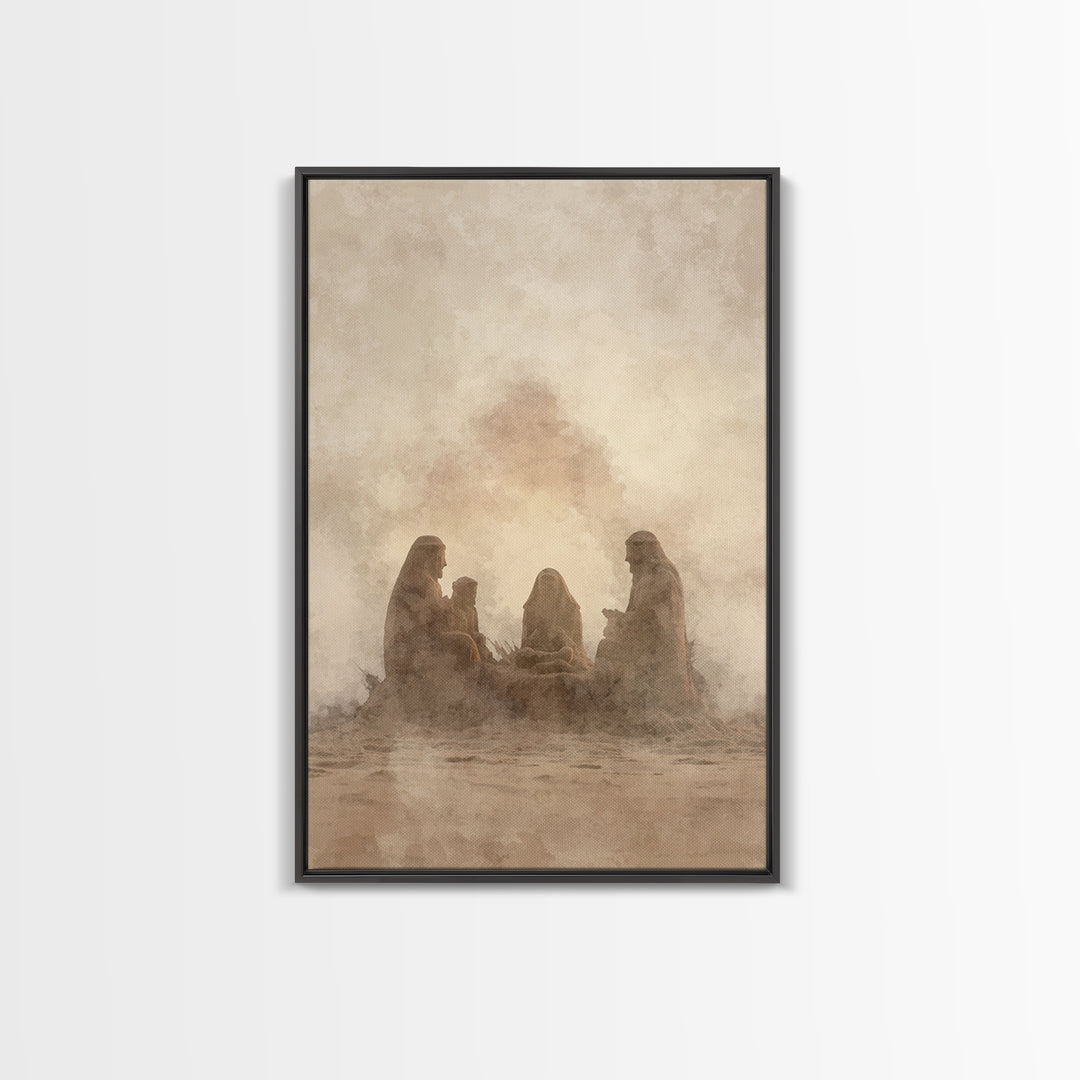 Sacred Sand Gathering – Framed Canvas Print – Christian Art – Christian Christmas Art – Christian Wall Art – Christian Art Canvas – Jesus P