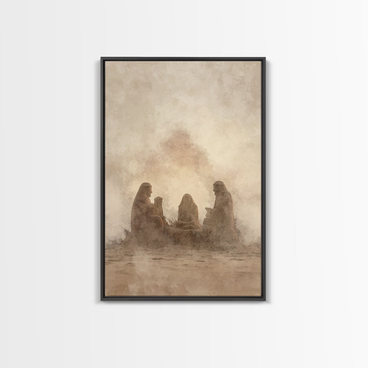 Sacred Sand Gathering – Framed Canvas Print – Christian Art – Christian Christmas Art – Christian Wall Art – Christian Art Canvas – Jesus P