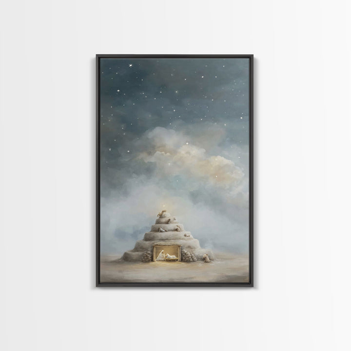 Heaven’s Quiet Watch – Framed Canvas Print – Christian Art Canvas – Christian Wall Art – Jesus Painting – Christian Christmas Art – Christi