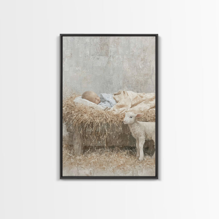Warm Shepherd Glow – Framed Canvas Print – Christian Art – Christmas Art Framed – Jesus Painting Canvas – Christian Gift Ideas – Christian