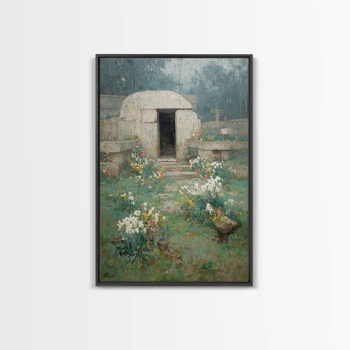 Sanctuary Bloom, Framed Canvas Print, Christian Art Painting, Christian Wall Art, Jesus Canvas Art, Vintage Christian Art