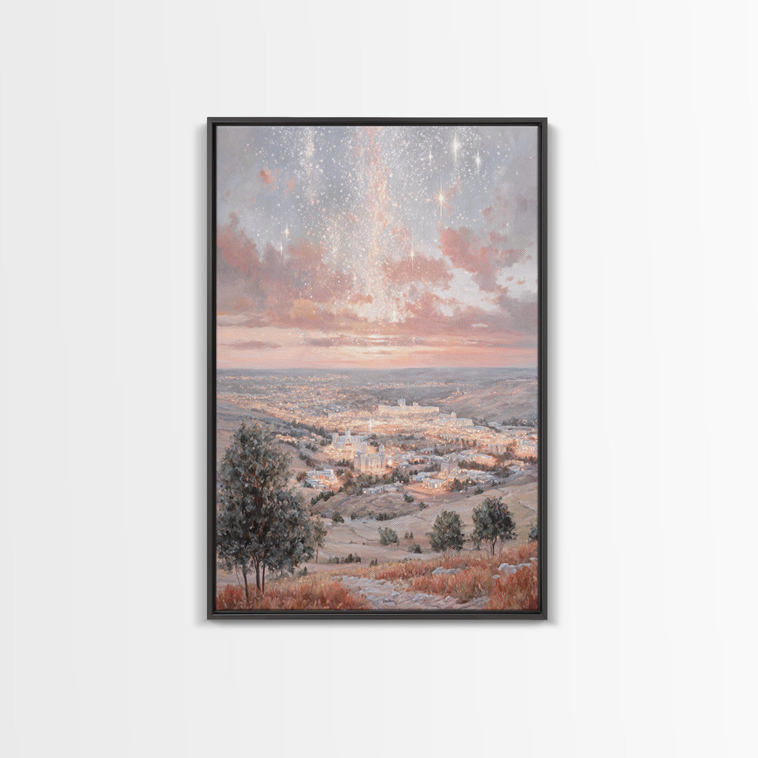 Starry Promise – Framed Canvas Print – Christian Christmas Decor – Christian Art Canvas – Moody Christmas Art – Christian Wall Art