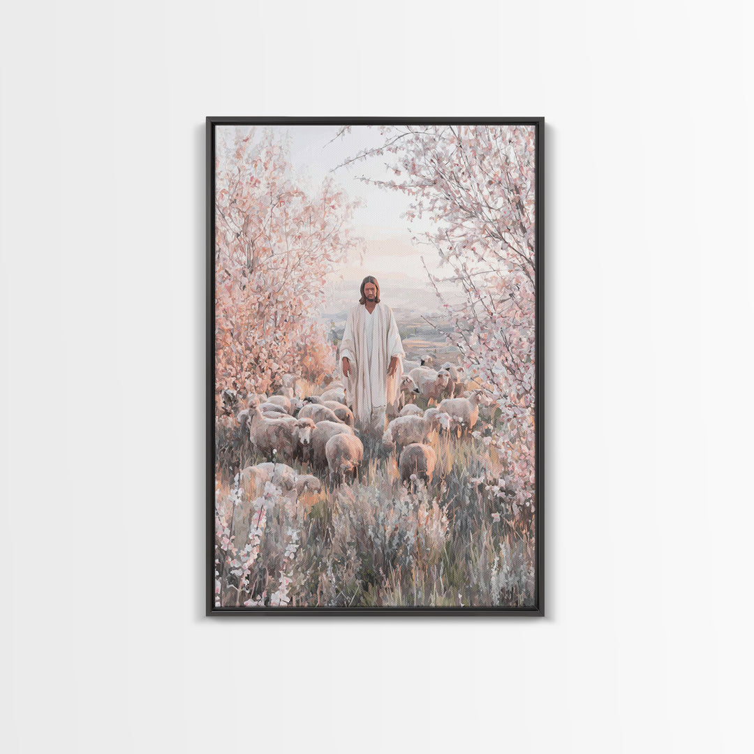 Gentle Shepherd – Framed Canvas Print – Christian Wall Art – Jesus Painting – Christian Art Canvas – Christian Home Decor