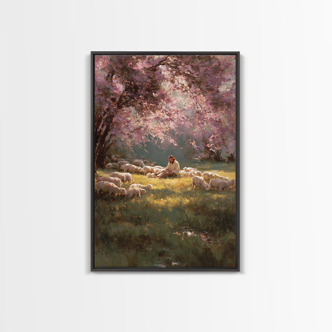 Garden Prayer – Framed Canvas Print – Christian Wall Art – Christian Art Canvas – Jesus Painting – Large Christian Art