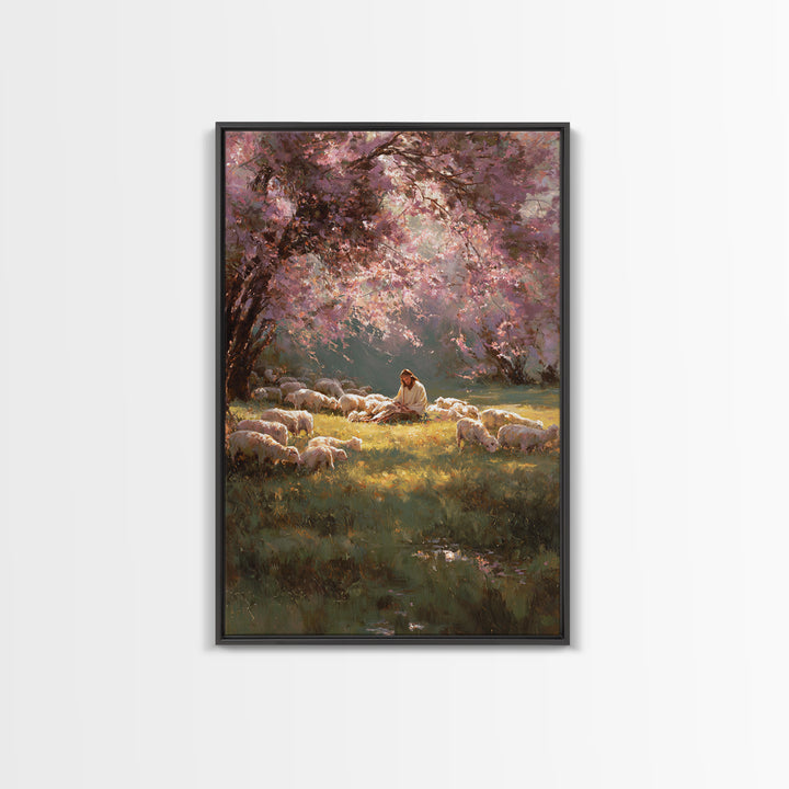 Garden Prayer – Framed Canvas Print – Christian Wall Art – Christian Art Canvas – Jesus Painting – Large Christian Art