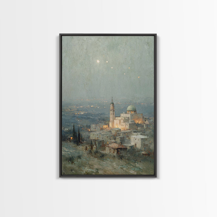Radiant Bethlehem – Framed Canvas Print – Christian Art Print – Framed Christmas Art – Christian Wall Art – Christmas TV Art