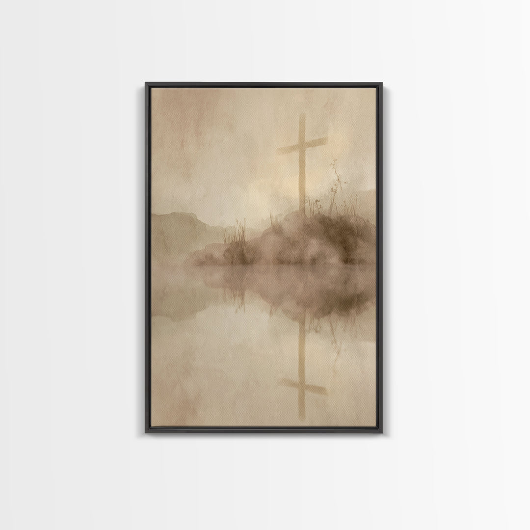 Sacred Hill Cross – Framed Canvas Print – Christian Wall Art – Christian Art Canvas – Vintage Christian Art – Christian Gift – Christian De