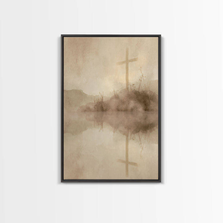 Sacred Hill Cross – Framed Canvas Print – Christian Wall Art – Christian Art Canvas – Vintage Christian Art – Christian Gift – Christian De