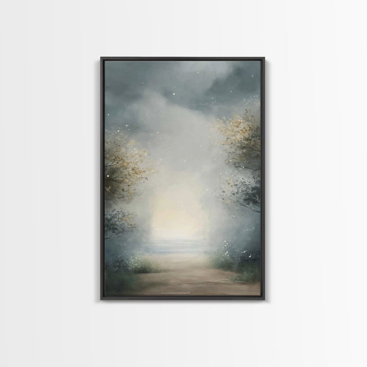Heavenly Mist Escape, Framed Canvas Print, Christian Art Canvas, Christian Wall Art, Modern Christian Art, Subtle Christian Art, Christmas