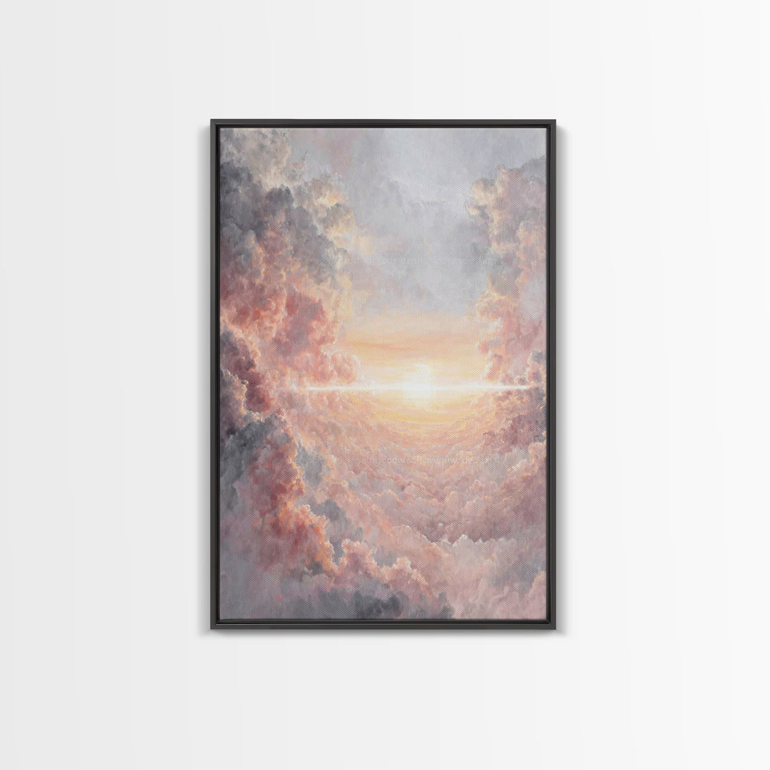 Celestial Sunrise Glow, Framed Canvas Print, Christian Art Canvas, Christian Christmas Art, Christian Wall Art, Large Christian Art, Subtle