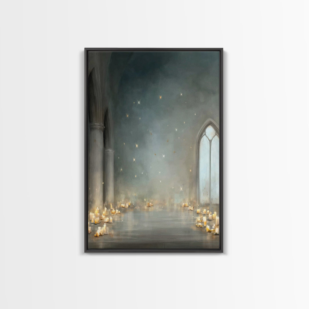 Star-Lit Chapel – Framed Canvas Print – Christian Art Canvas – Christian Decorations – Christian Wall Art – Modern Christian Art – Christma