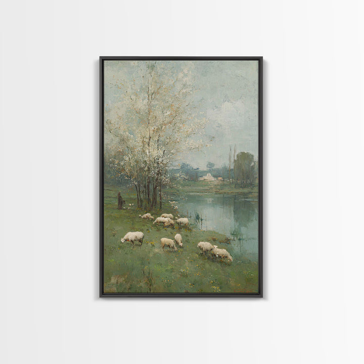 Pastoral Spring Blessing | Framed Canvas Print | Christian Wall Art | Christian Art Canvas | Pastoral Scenery | Subtle Christian Art | Chri