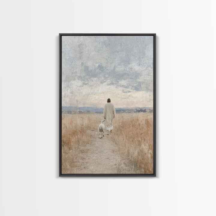 Shepherd’s Calm | Framed Canvas Print | Jesus Painting | Christian Art | Christian Wall Art | Moody Christian Art
