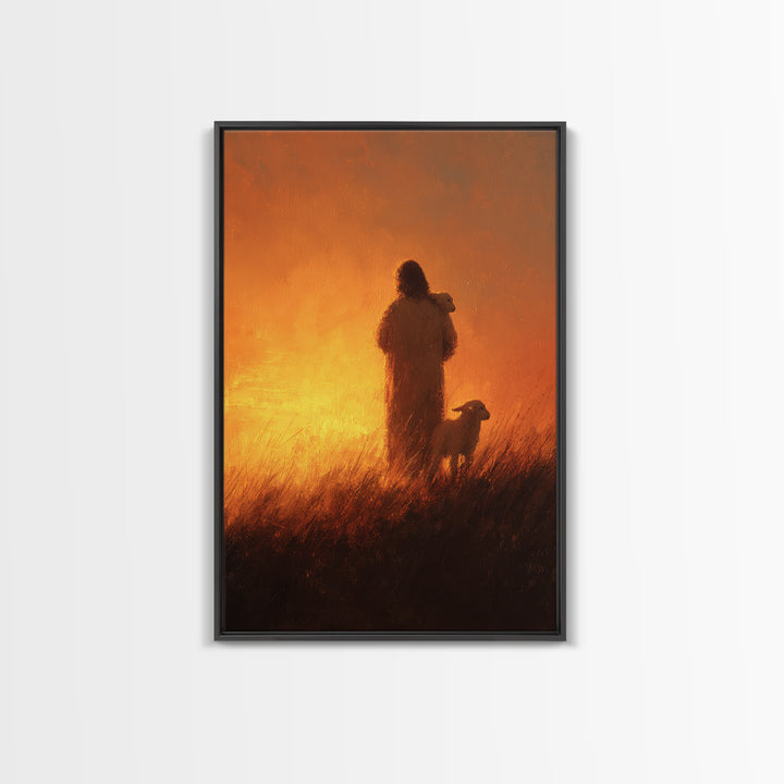 Moonlit Grace | Framed Canvas Print | Jesus Art Print | Christian Wall Art | Christian Art Canvas | Christmas Art Prints